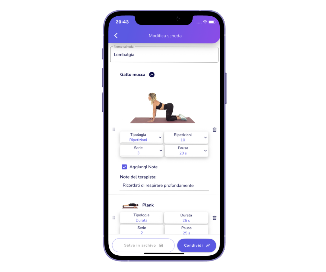 Modifica scheda su app mobile
